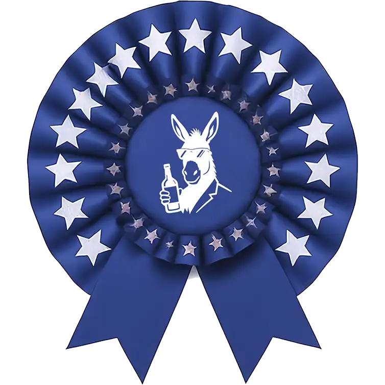 blue ribbon with stars and donkey